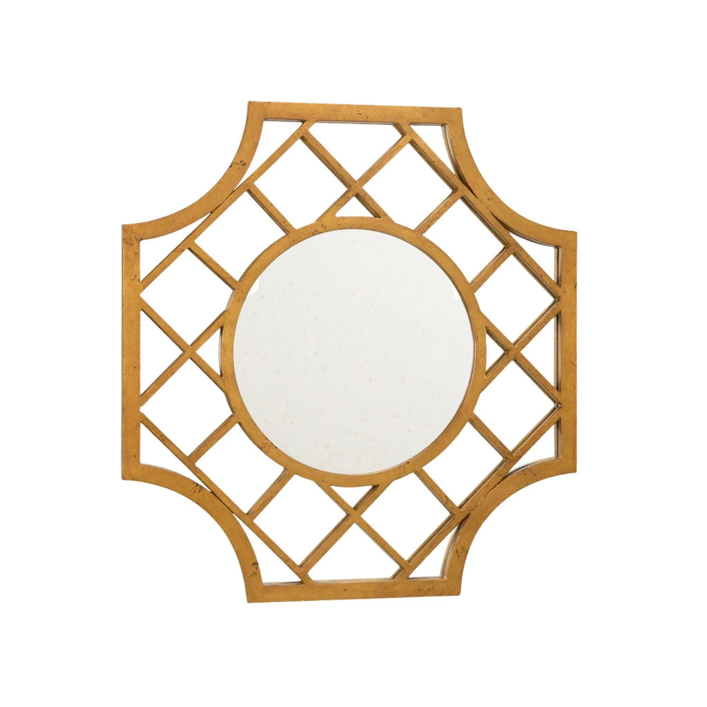 Lattice Mirror in Antique Gold Finish - Wall Mirrors - The Well Appointed House