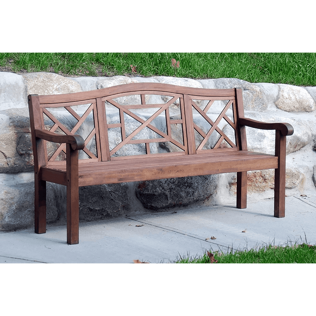 Lattice Outdoor Wood Bench - Garden Stools & Benches - The Well Appointed House