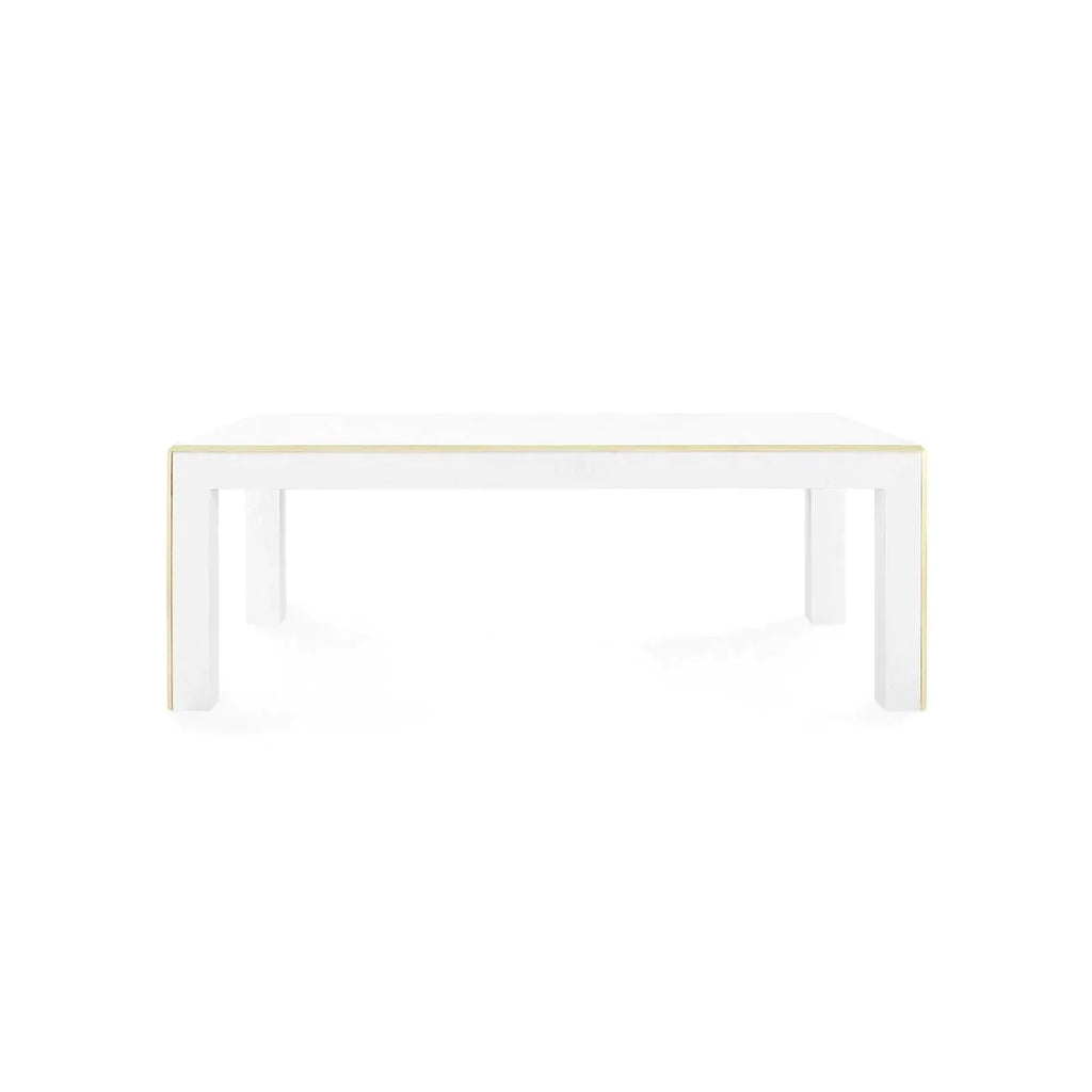 Lauren Lacquered Heavy Linen Coffee Table in Vanilla with Brush Brass Accents - Coffee Tables - The Well Appointed House