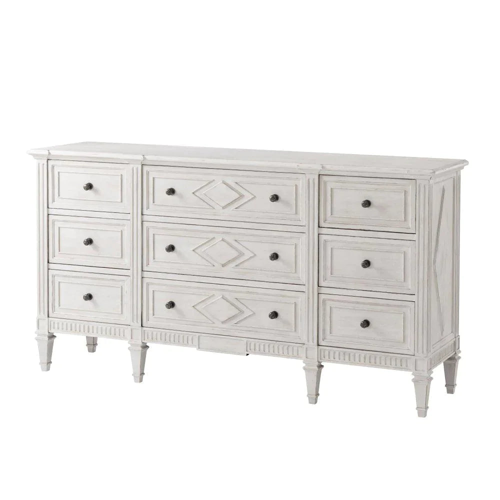 Laurent Nine Panel Drawer Dresser With Antique Pewter Pulls - Dressers & Armoires - The Well Appointed House