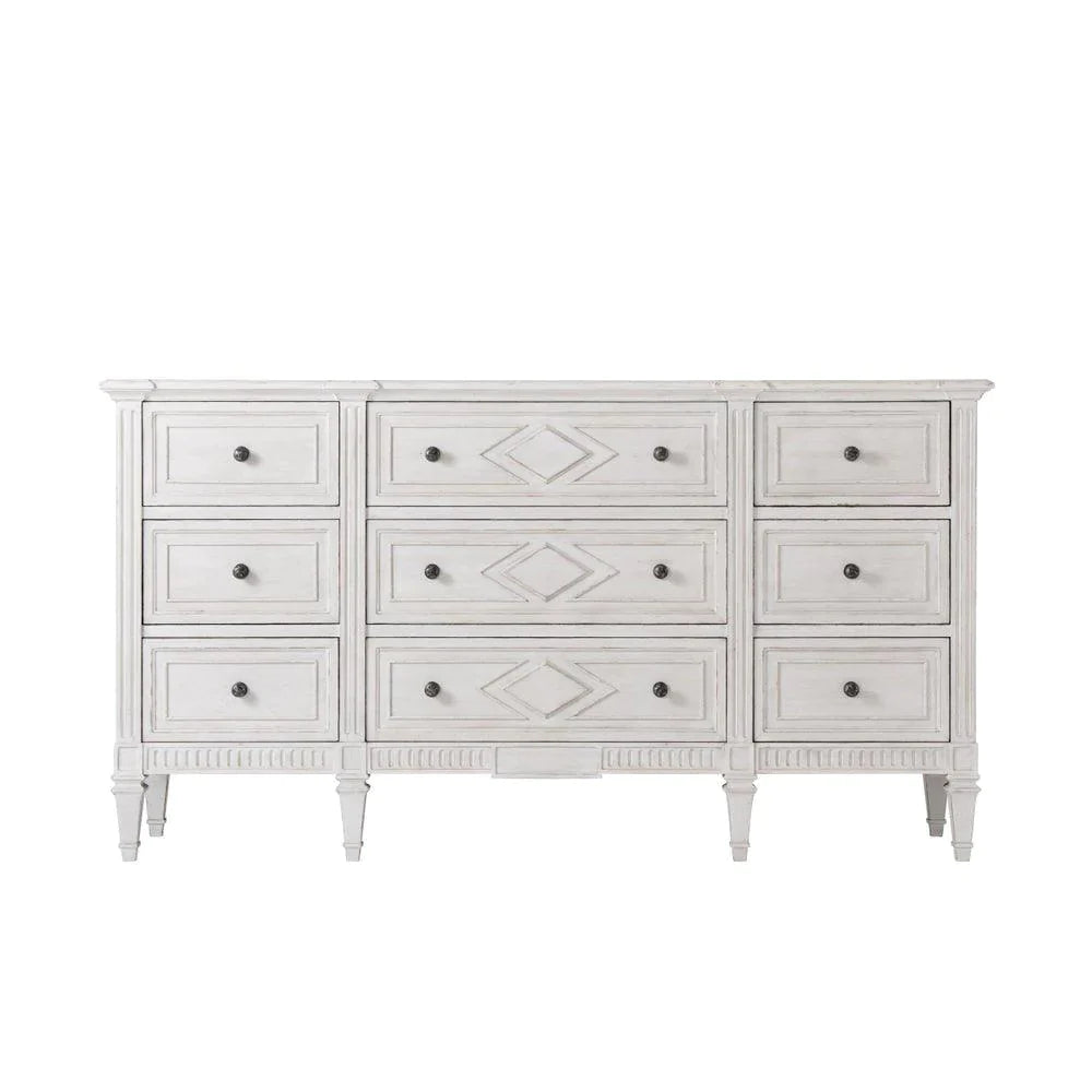 Laurent Nine Panel Drawer Dresser With Antique Pewter Pulls - Dressers & Armoires - The Well Appointed House