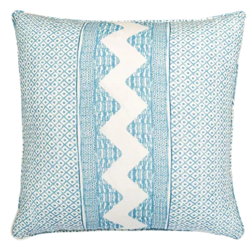 Lee Jofa Blue and White Geometric Decorative Linen Throw Pillow - Pillows - The Well Appointed House