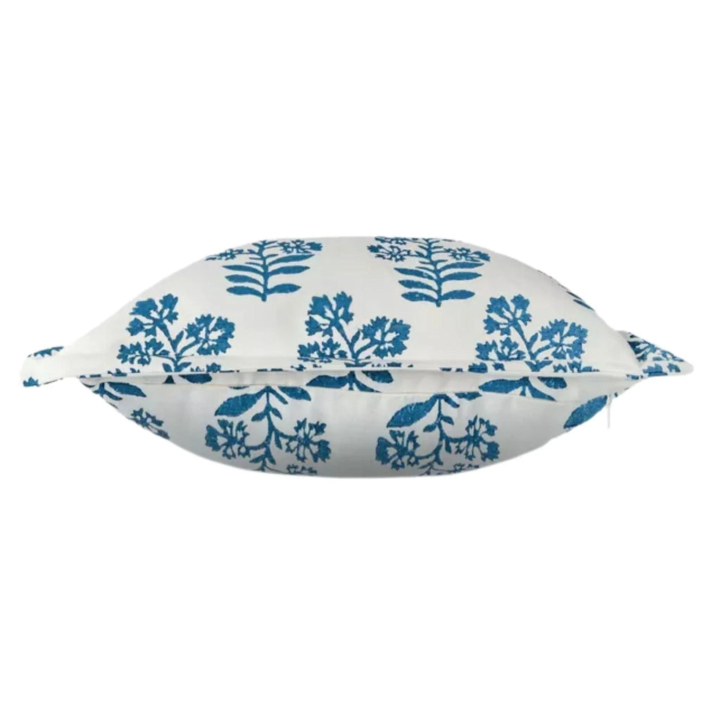 Lee Jofa Blue and White Wildflower Decorative Throw Pillow - Pillows - The Well Appointed House