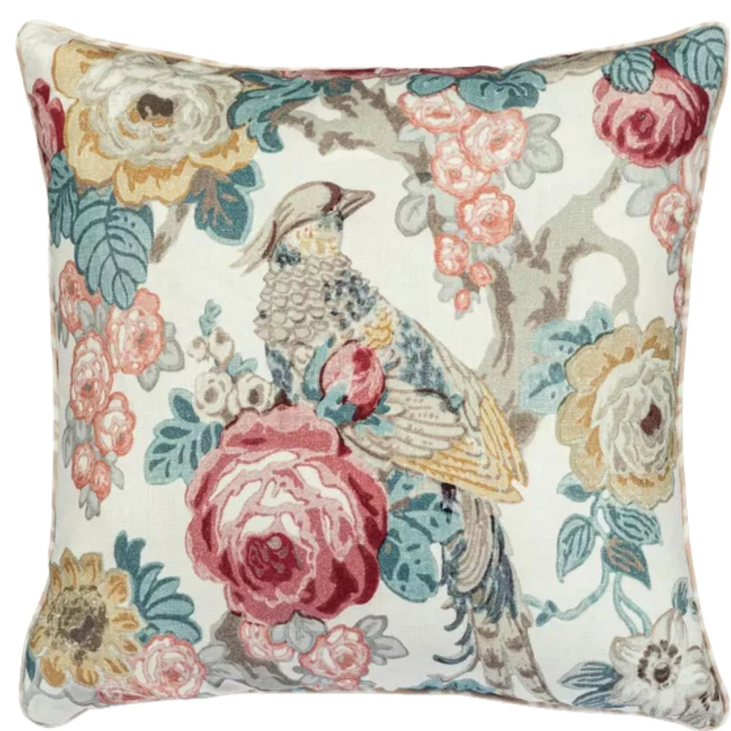 Lee Jofa Ruby Red and Gold Rose Floral Decorative Throw Pillow - Pillows - The Well Appointed House
