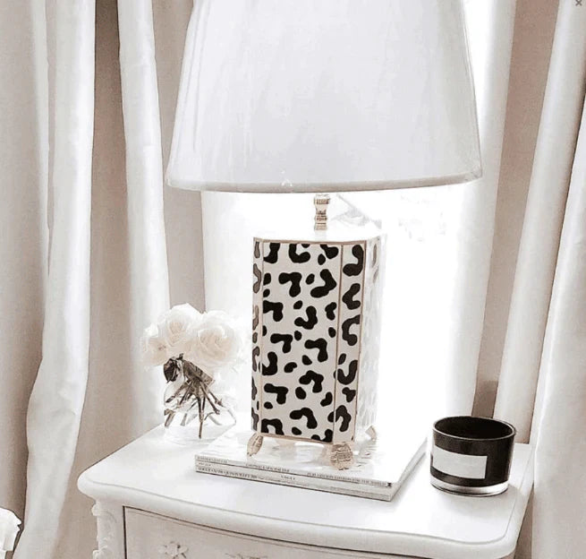 Leopard Tole Table Lamp in White - Table Lamps - The Well Appointed House
