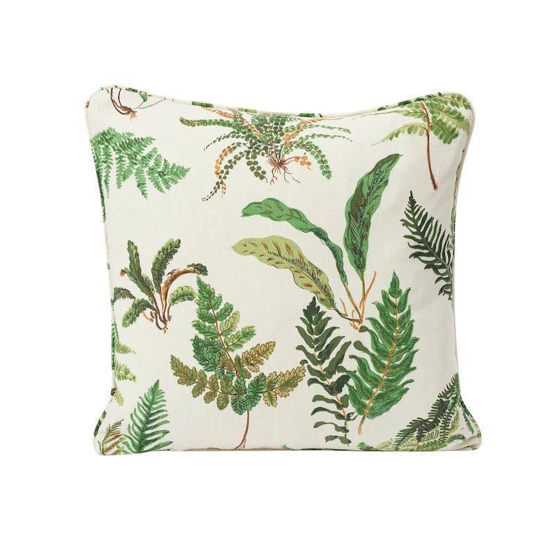 Les Fougeres Green Fern 18" Linen Throw Pillow - Pillows - The Well Appointed House