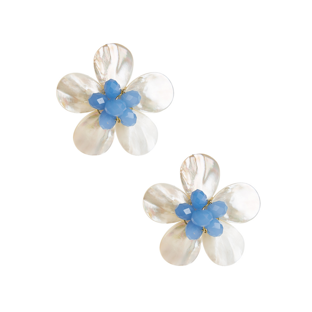 Libby Mother of Pearl Flower Shaped Earrings - The Well Appointed House