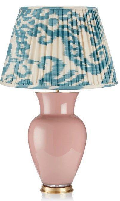 Light Blue & Cream Ikat Pleated Lamp Shade - Available in Multiple Sizes - Lamp Shades - The Well Appointed House