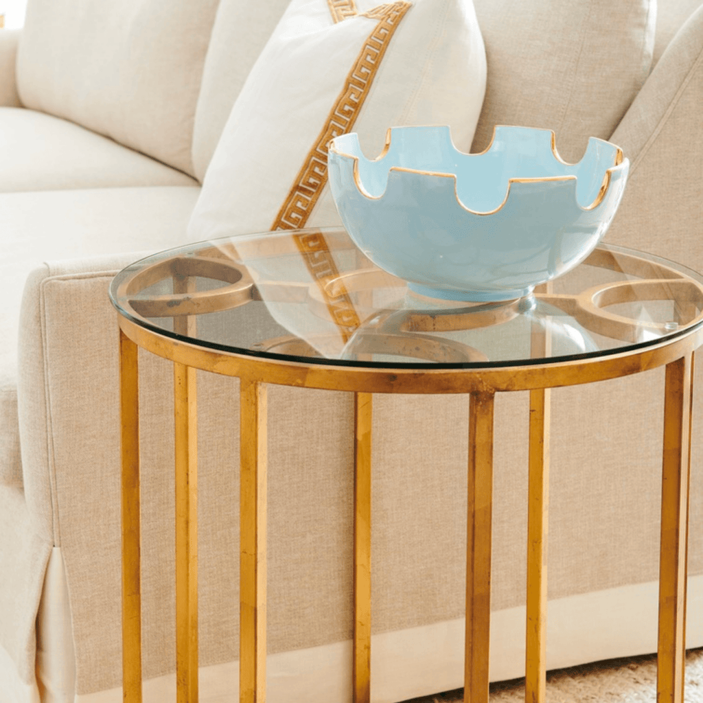 Light Blue and Gold Ceramic Decorative Bowl - Decorative Bowls - The Well Appointed House