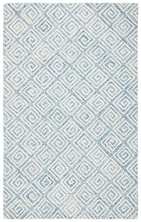 Light Blue & Ivory Hand Tufted Greek Key Motif Area Rug – The Well ...
