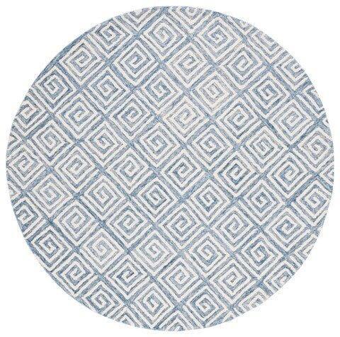 Light Blue & Ivory Hand Tufted Greek Key Motif Area Rug – The Well ...