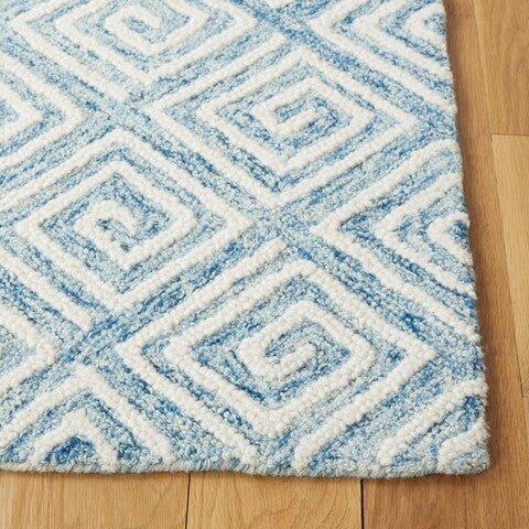 Light Blue & Ivory Hand Tufted Greek Key Motif Area Rug – The Well ...