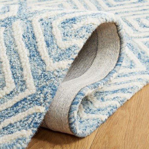 Light Blue & Ivory Hand Tufted Greek Key Motif Area Rug – The Well ...