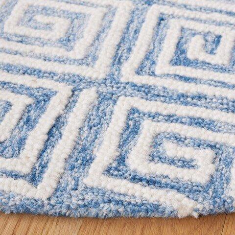 Light Blue & Ivory Hand Tufted Greek Key Motif Area Rug – The Well ...