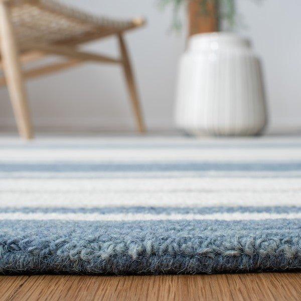 Light Blue & Ivory Hand Tufted Multi-Stripe Area Rug - Rugs - The Well Appointed House
