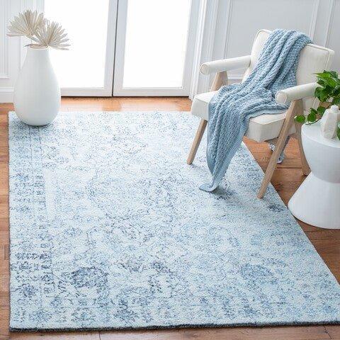 Blue Transitional Rug Light Blue & Navy Hand Tufted Transitional Area Rug – The Well ...