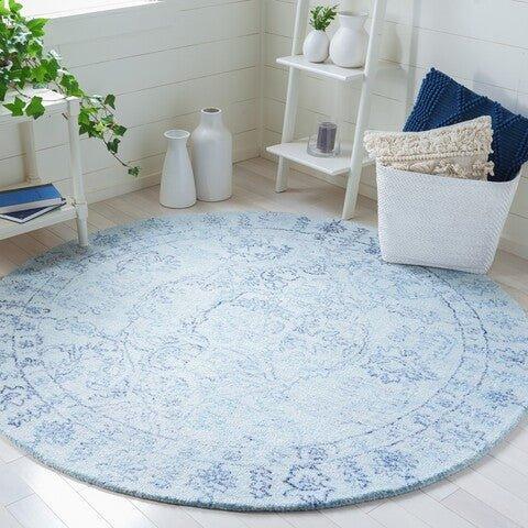 Light Blue & Navy Hand Tufted Transitional Area Rug – The Well ...