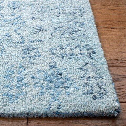 Light Blue & Navy Hand Tufted Transitional Area Rug - Rugs - The Well Appointed House