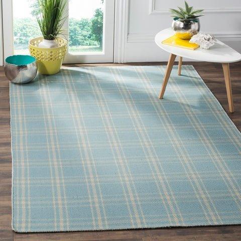 Light Blue & Pale Yellow Plaid Area Rug - Rugs - The Well Appointed House