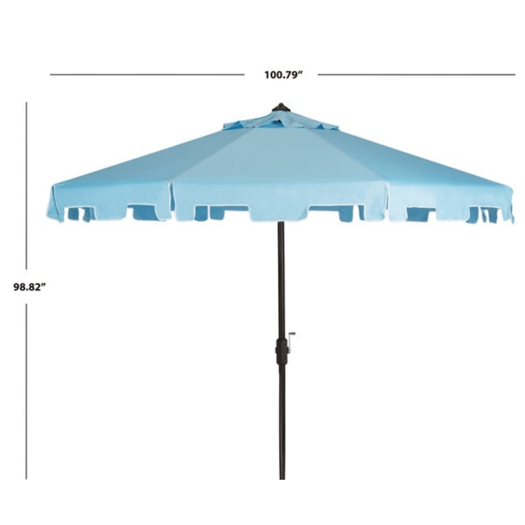 Light Blue and White 9 Foot Market Crank Outdoor Patio Umbrella - Outdoor Umbrellas - The Well Appointed House