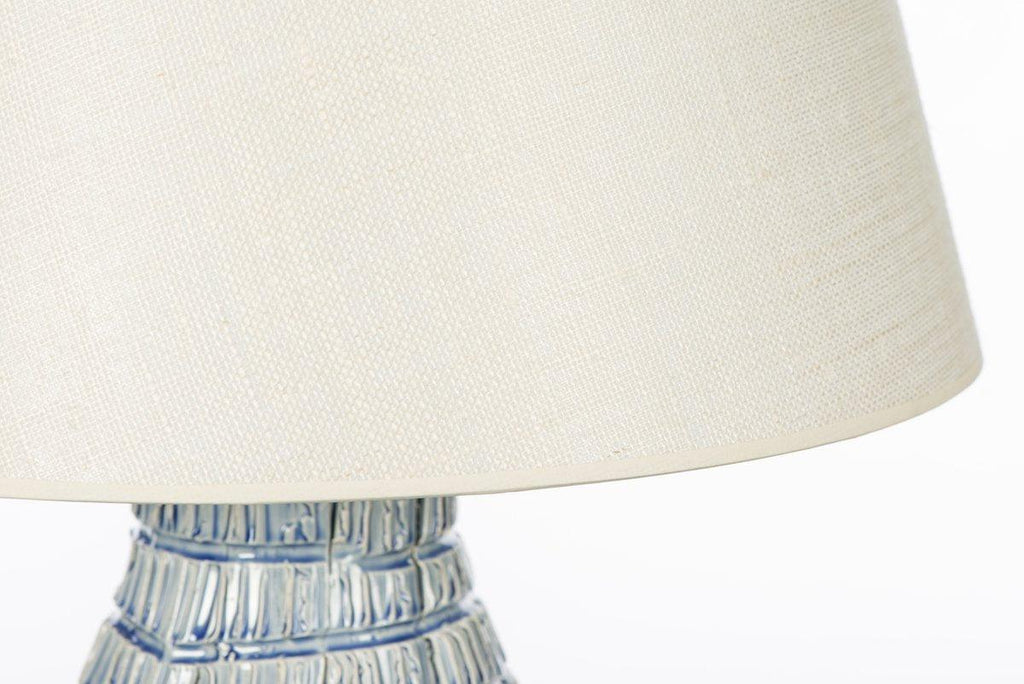 Light Blue Textured Ceramic Table Lamp with White Shade - Table Lamps - The Well Appointed House