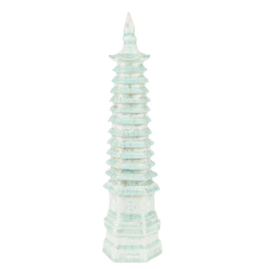 Light Celadon Crackled Porcelain Pagoda Statue - Decorative Objects - The Well Appointed House