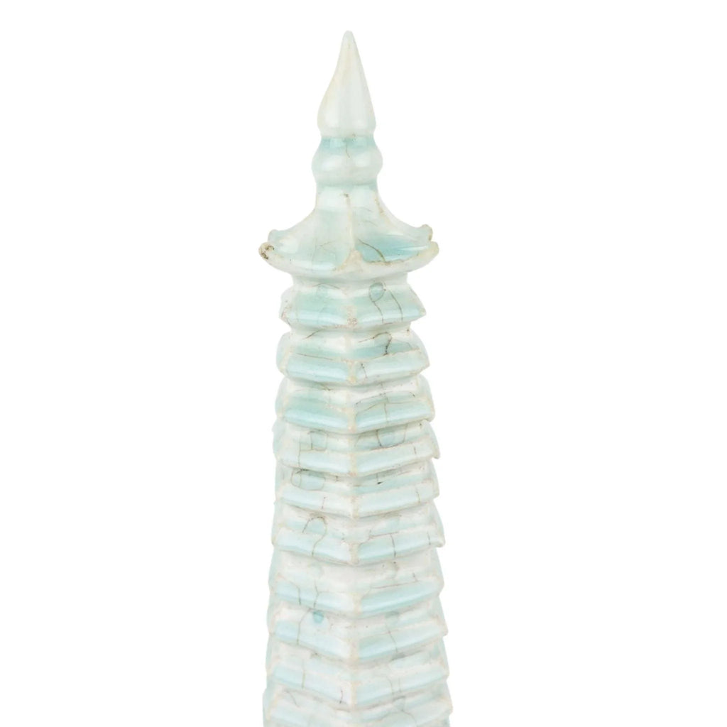 Light Celadon Crackled Porcelain Pagoda Statue - Decorative Objects - The Well Appointed House