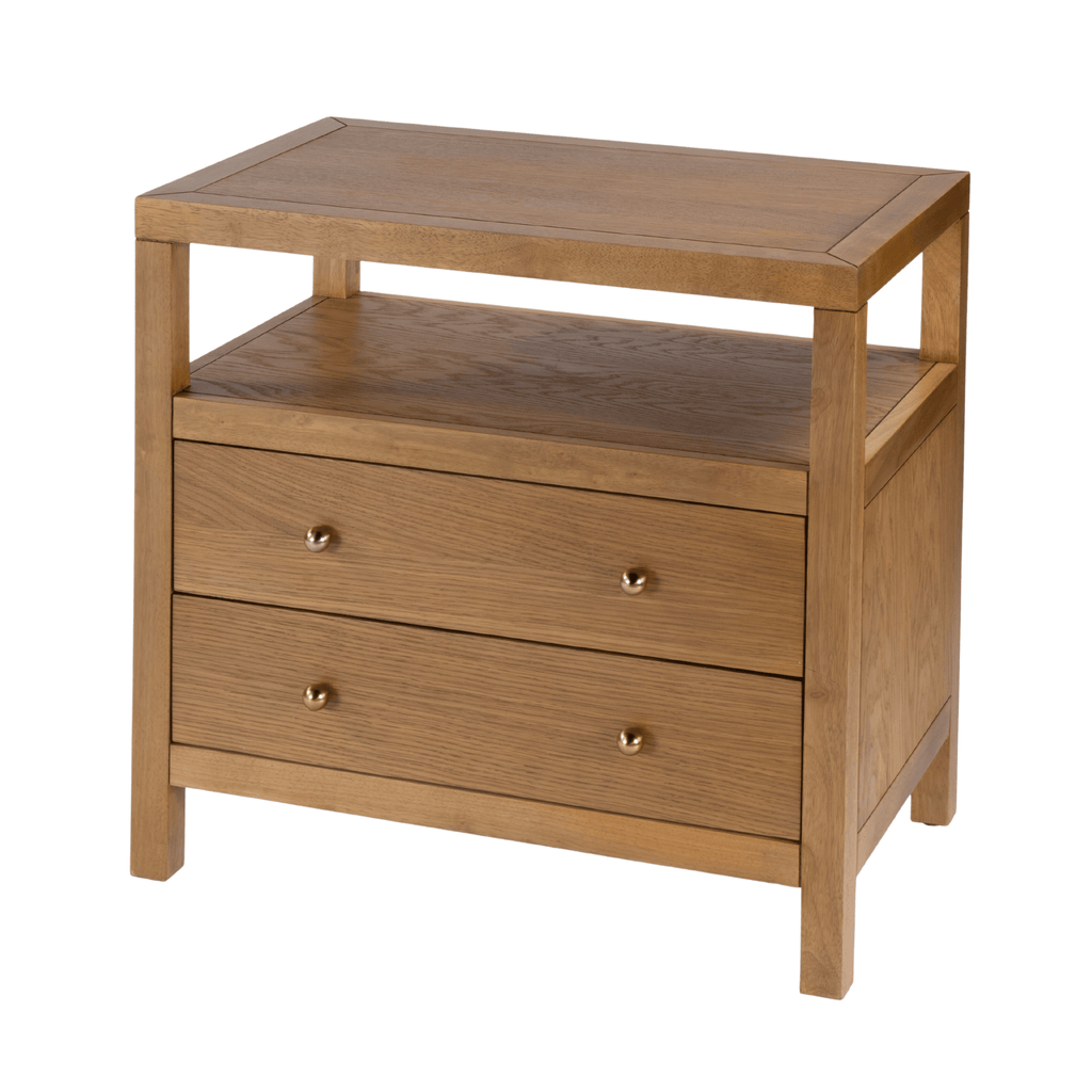 Light Natural Finish Two Drawer Wide Nightstand - Nightstands & Chests - The Well Appointed House