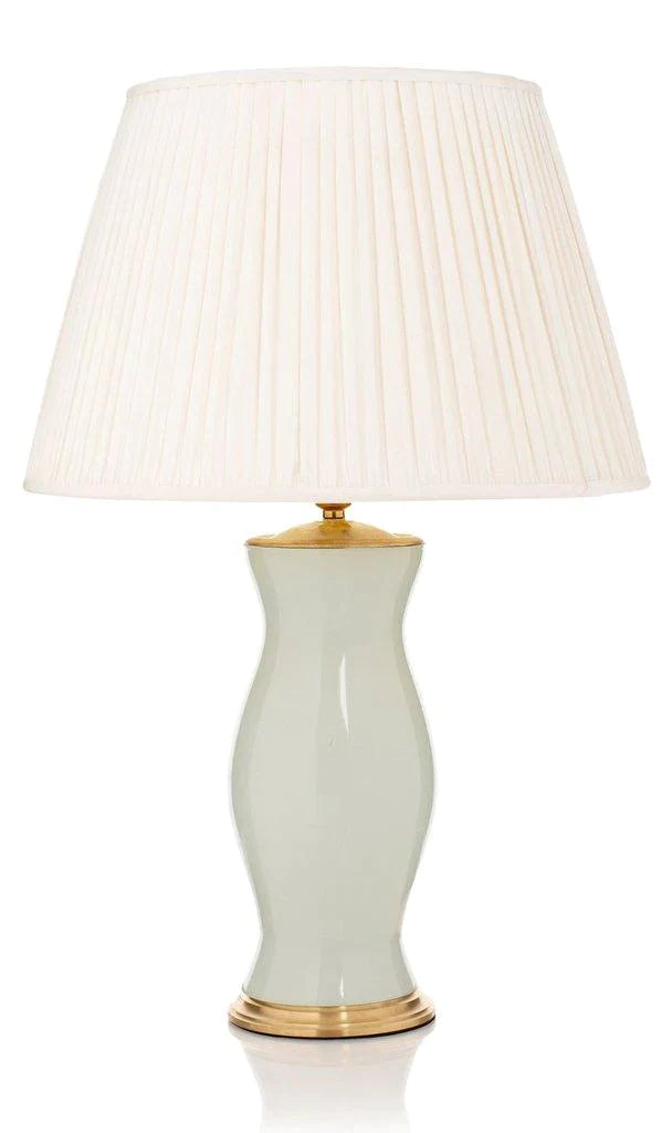 Light Pastel Green Handblown Glass Lamp with Brass Accents - Table Lamps - The Well Appointed House