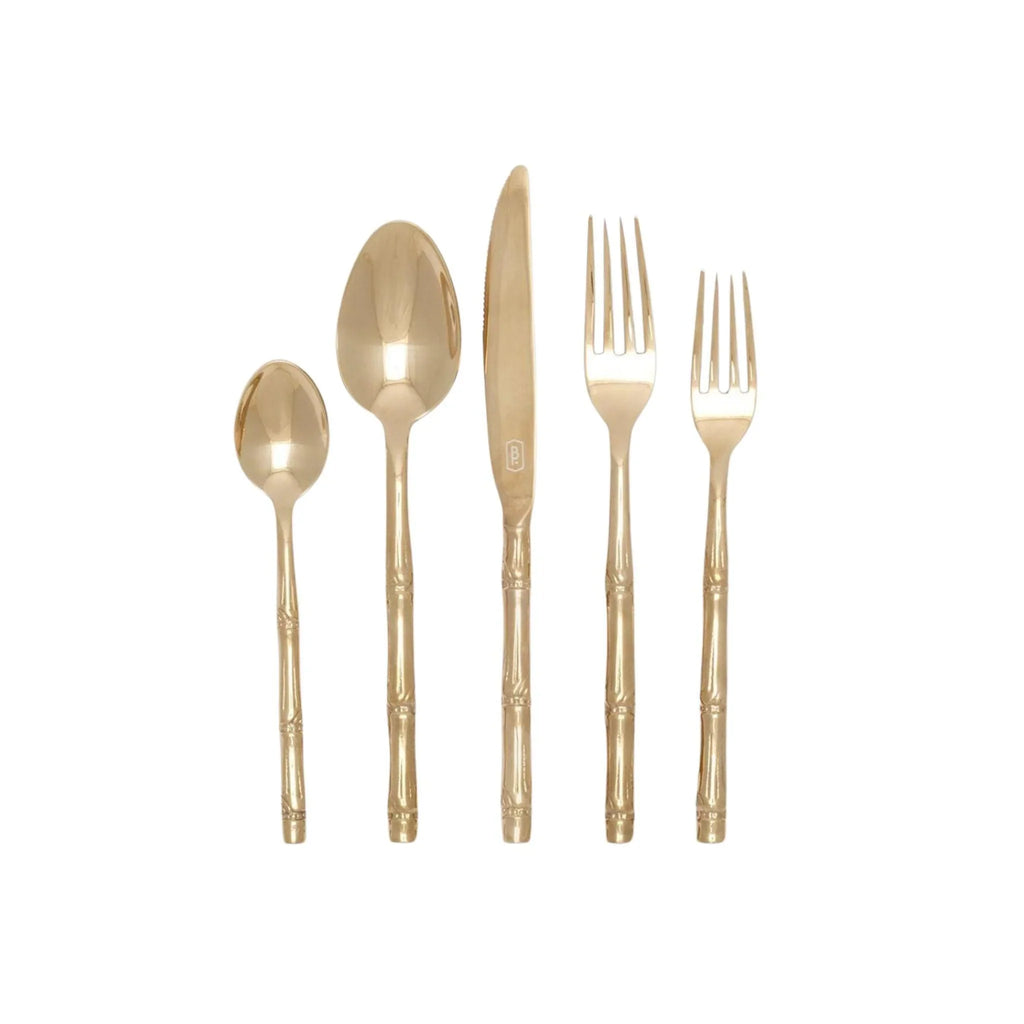 Liliana 5-Piece Flatware Set in Polished Gold Finish - Flatware - The Well Appointed House