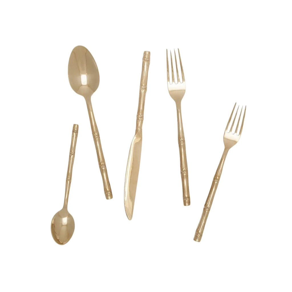 Liliana 5-Piece Flatware Set in Polished Gold Finish - Flatware - The Well Appointed House