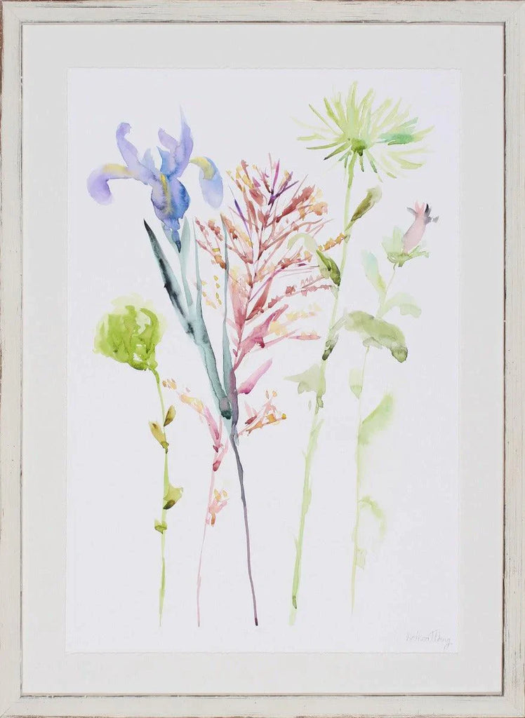 Limited Edition Pastel Watercolor Floral Study III Wall Art in Whitewashed Frame - Paintings - The Well Appointed House