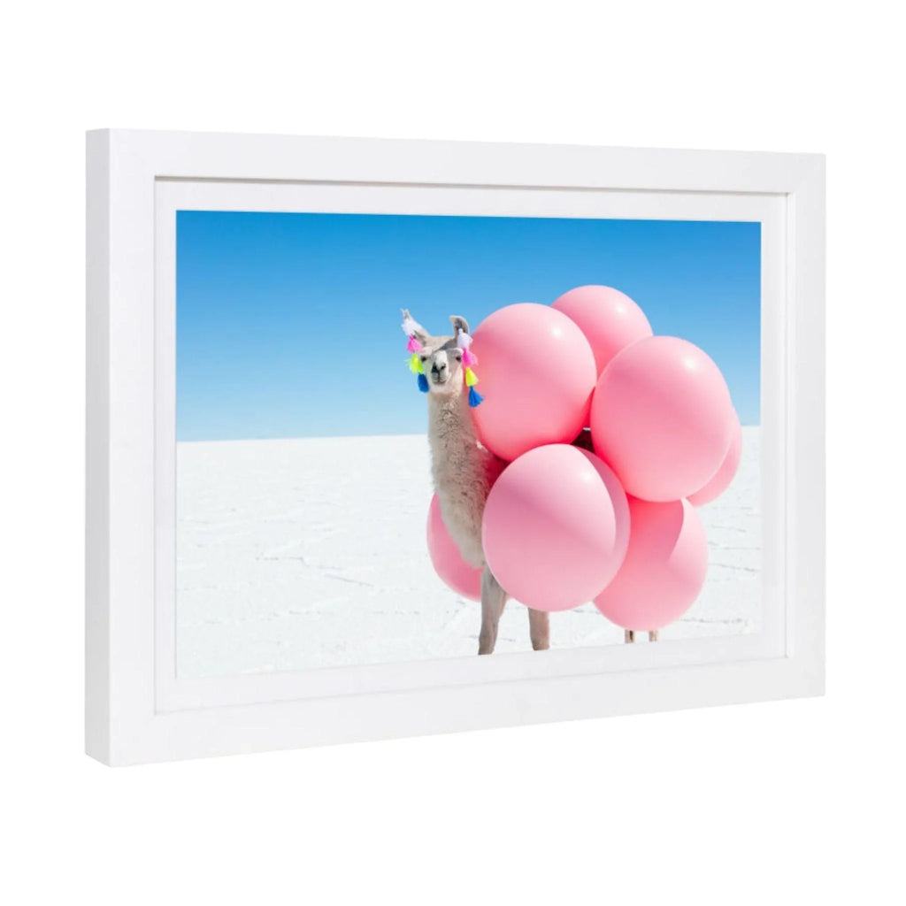 Llama with Pink Balloons and Tassels Mini Framed Print by Gray Malin - Photography - The Well Appointed House