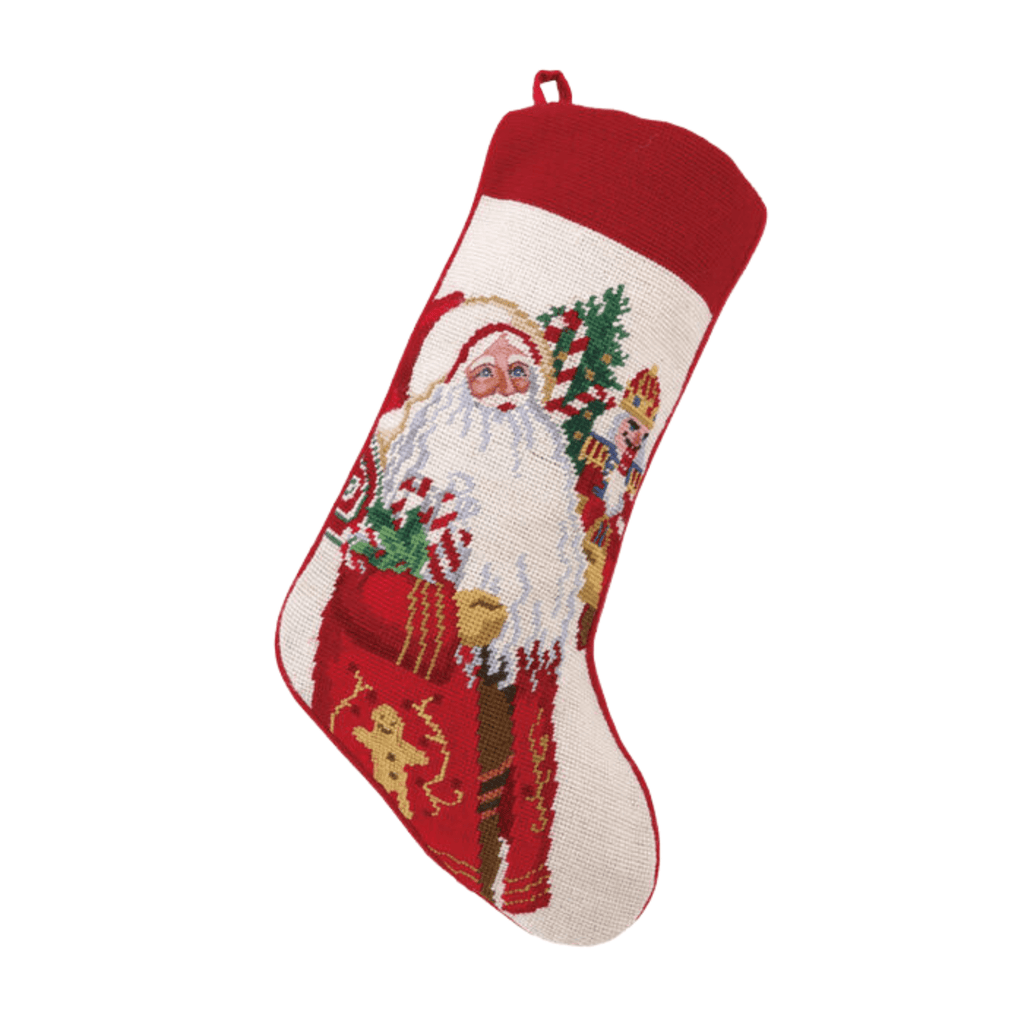 Lolly Jolly Santa Needlepoint Christmas Stocking - Christmas Stockings - The Well Appointed House