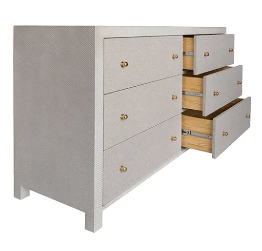 Lowery Six Drawer Grey Linen Dresser - Dressers & Armoires - The Well Appointed House