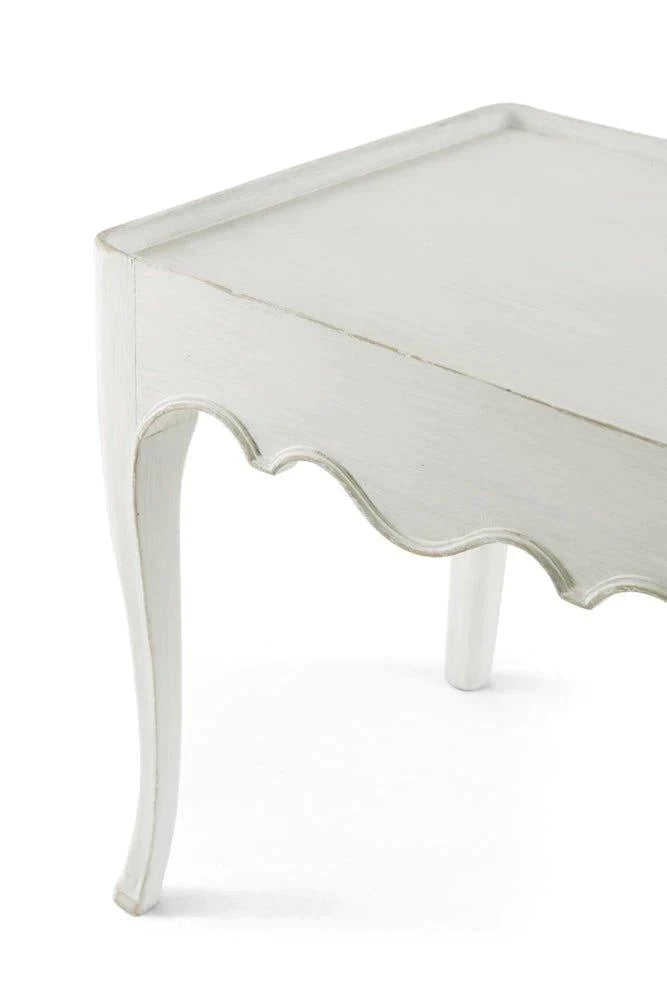 Lune Side Table With Undulating Apron In Distressed White Finish - Side & Accent Tables - The Well Appointed House