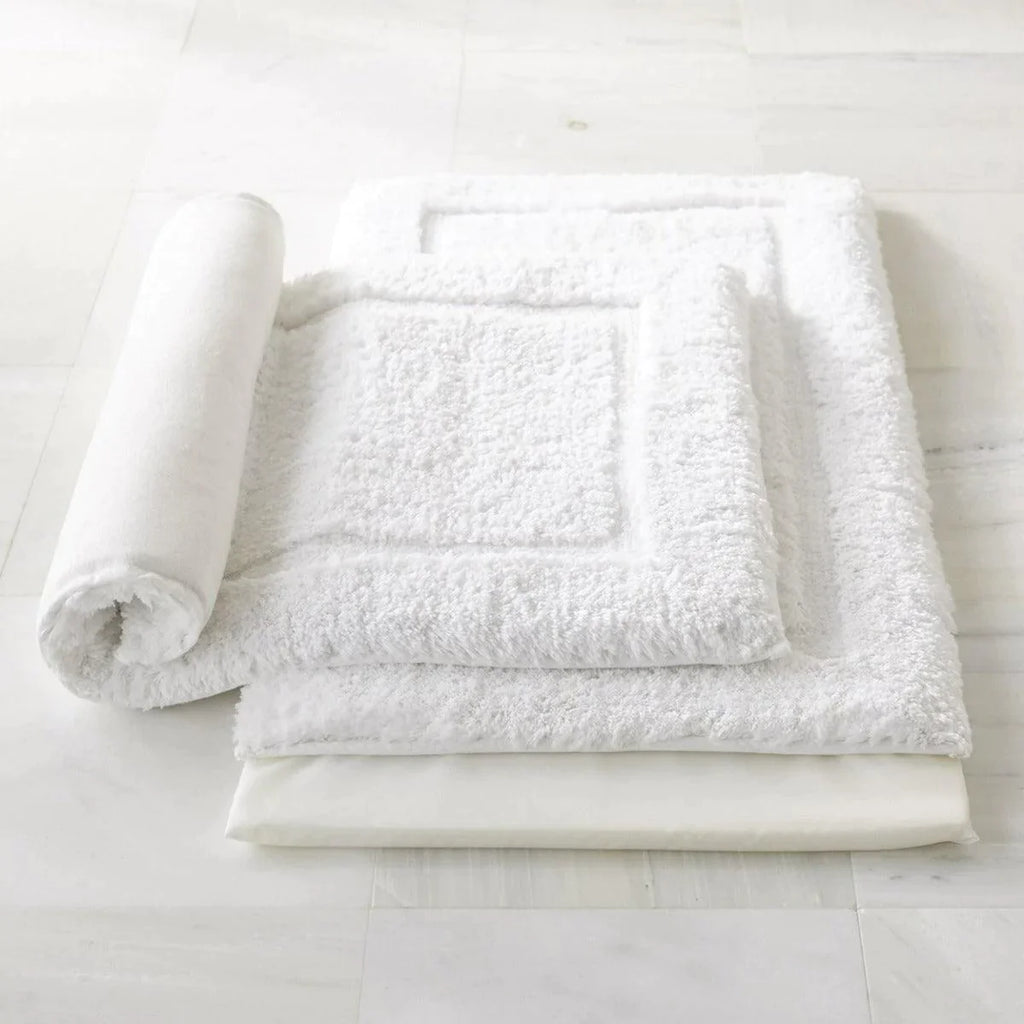 Luxury 100% Cotton White Bath Rug with Memory Foam Insert - Bath Mats & Rugs - The Well Appointed House