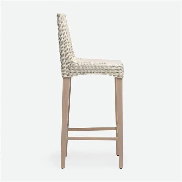 Mallory Whitewashed Wicker Bar Stool - Bar & Counter Stools - The Well Appointed House
