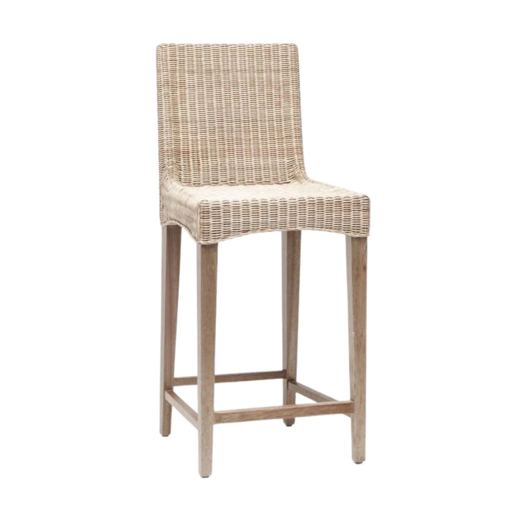 Mallory Wicker Counter Stool with Square Back - Bar & Counter Stools - The Well Appointed House
