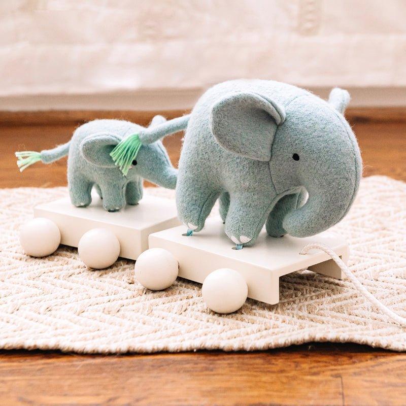 Mama & Baby Elephant Pull Toy for Kids - Little Loves Walkers Wagons & Push Toys - The Well Appointed House