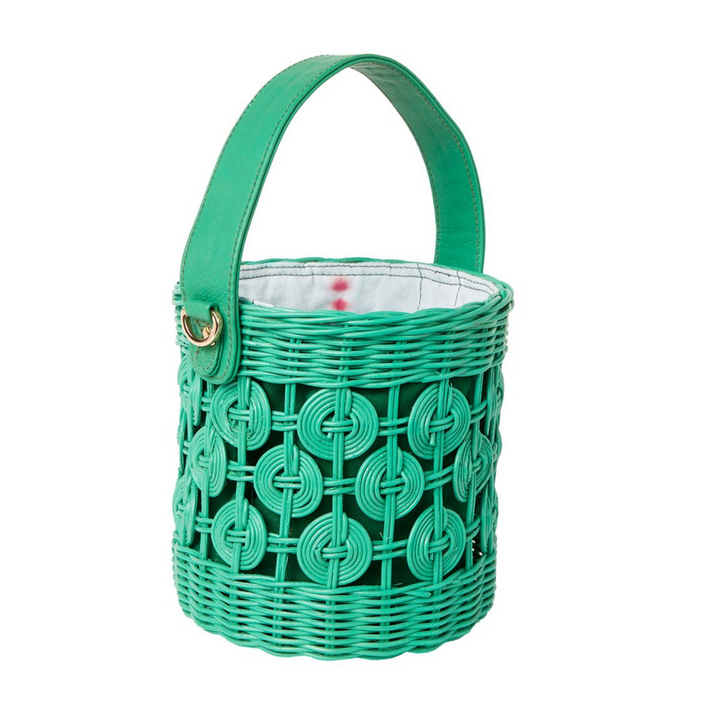 Maribella Wicker Bucket Bag in Green - The Well Appointed House