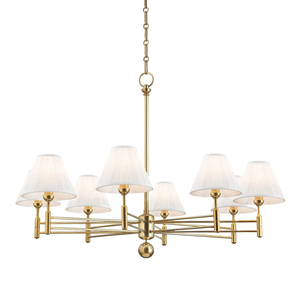 Mark D. Sikes for Hudson Valley Lighting Classic No. 1 Aged Brass 8 Light Chandelier - Chandeliers & Pendants - The Well Appointed House