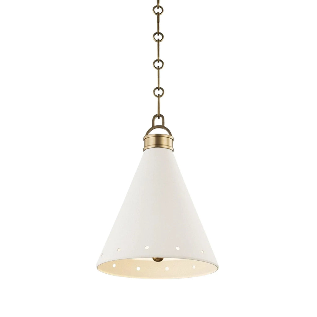 Mark D. Sikes for Hudson Valley Lighting Hanging Aged Brass and White Plaster No. 1 Pendant - Available in Three Sizes - Chandeliers & Pendants - The Well Appointed House