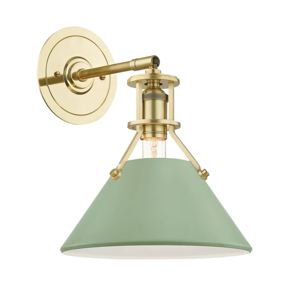 Mark D. Sikes for Hudson Valley Lighting Painted No. 2 Aged Brass And Leaf Green Wall Sconce - Sconces - The Well Appointed House