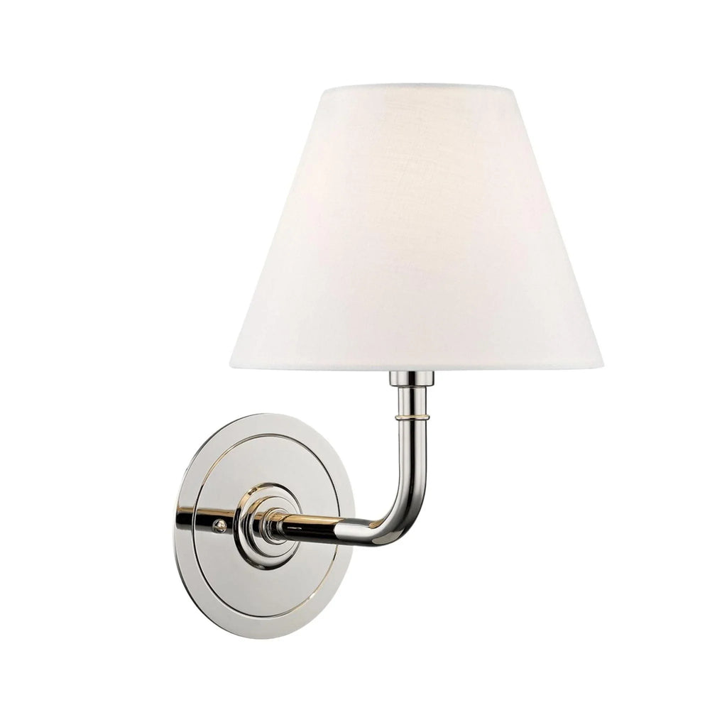 Mark D. Sikes for Hudson Valley Lighting Signature No.1 One Light Wall Sconce in Polished Nickel - Sconces - The Well Appointed House