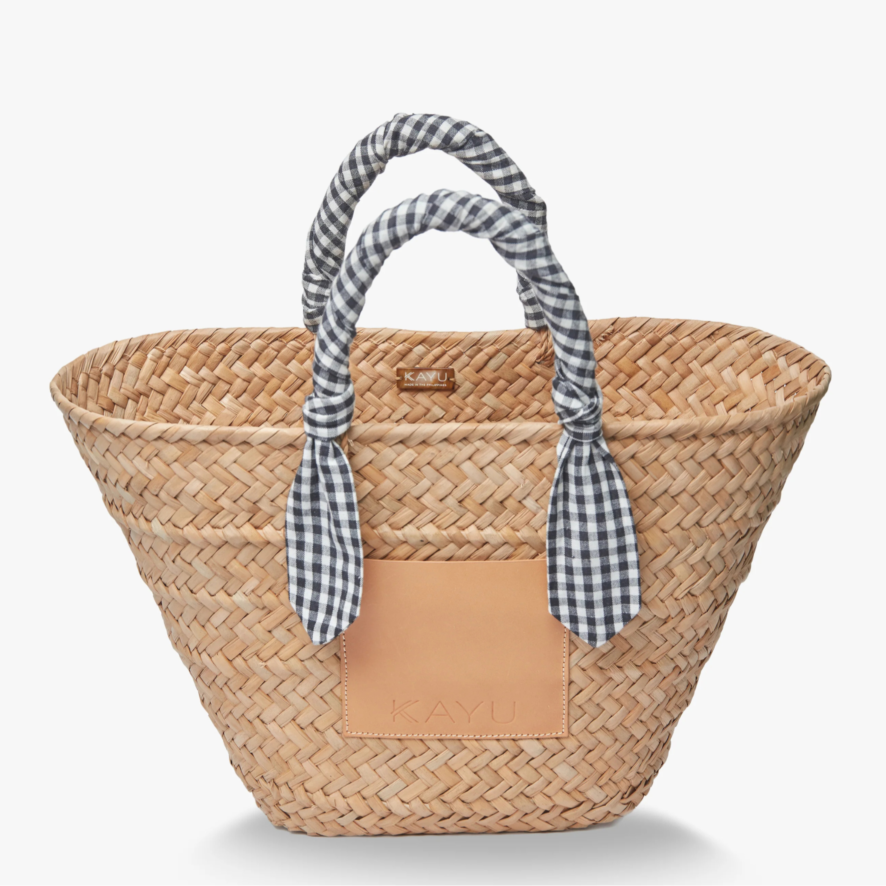 Marlow Straw Black Gingham Scarf Tote Bag – The Well Appointed House