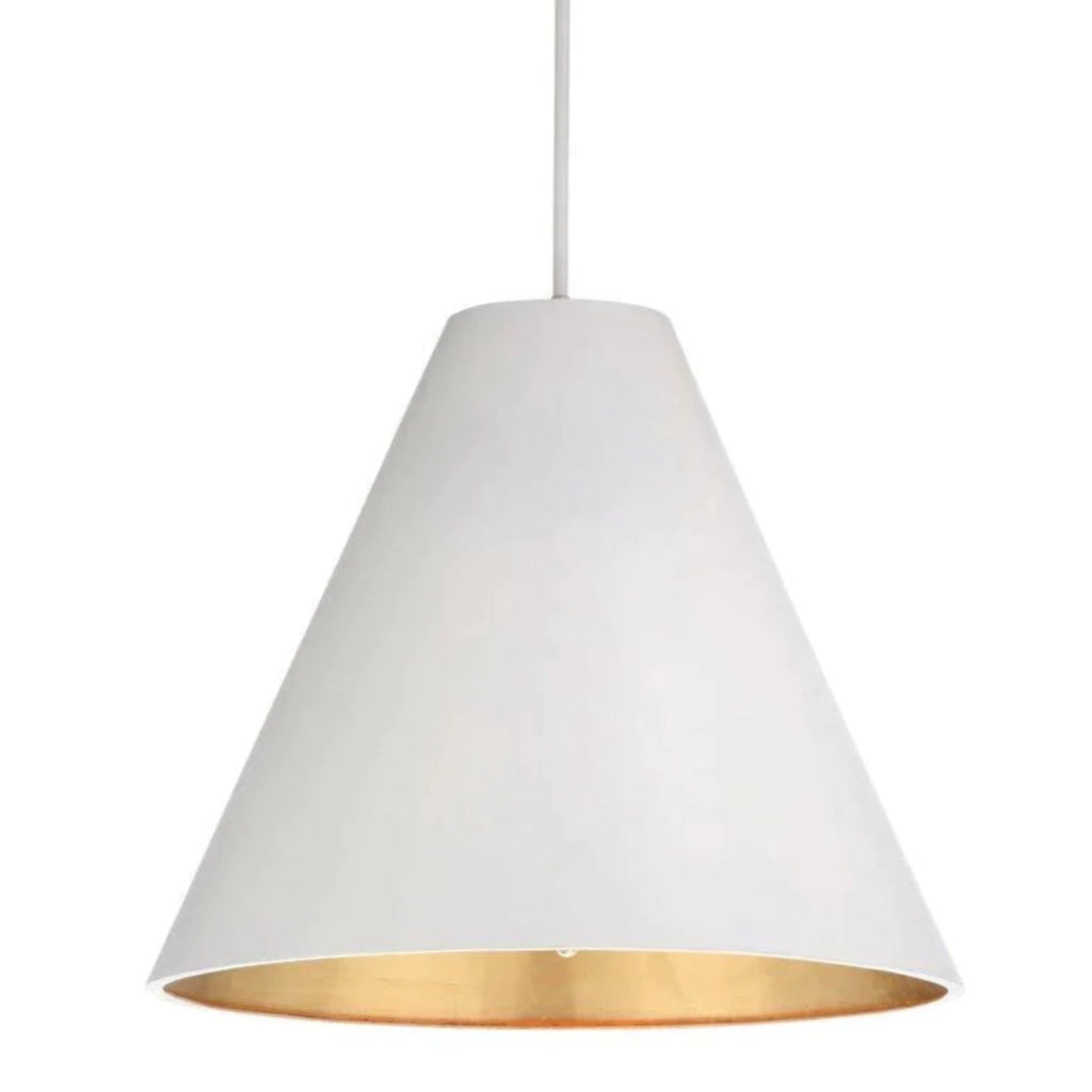 Matte White Cone Pendant With Antique Gold Leaf Interior - Chandeliers & Pendants - The Well Appointed House
