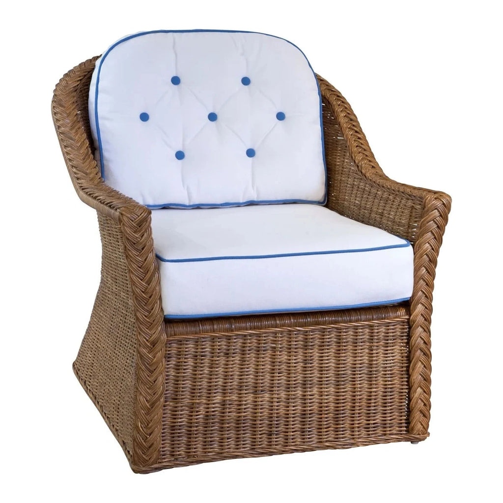 Braided Wicker Chatham Upholstered Lounge Chair - The Well Appointed House