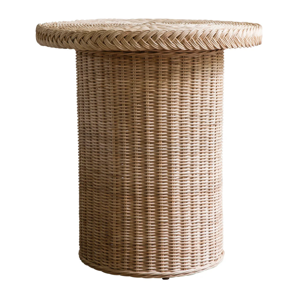 Braided Chatham Round Wicker Side Table - The Well Appointed House
