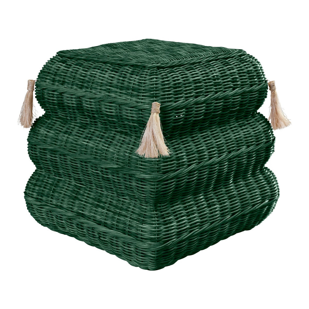 Tassled Handwoven Rattan Stool - The Well Appointed House